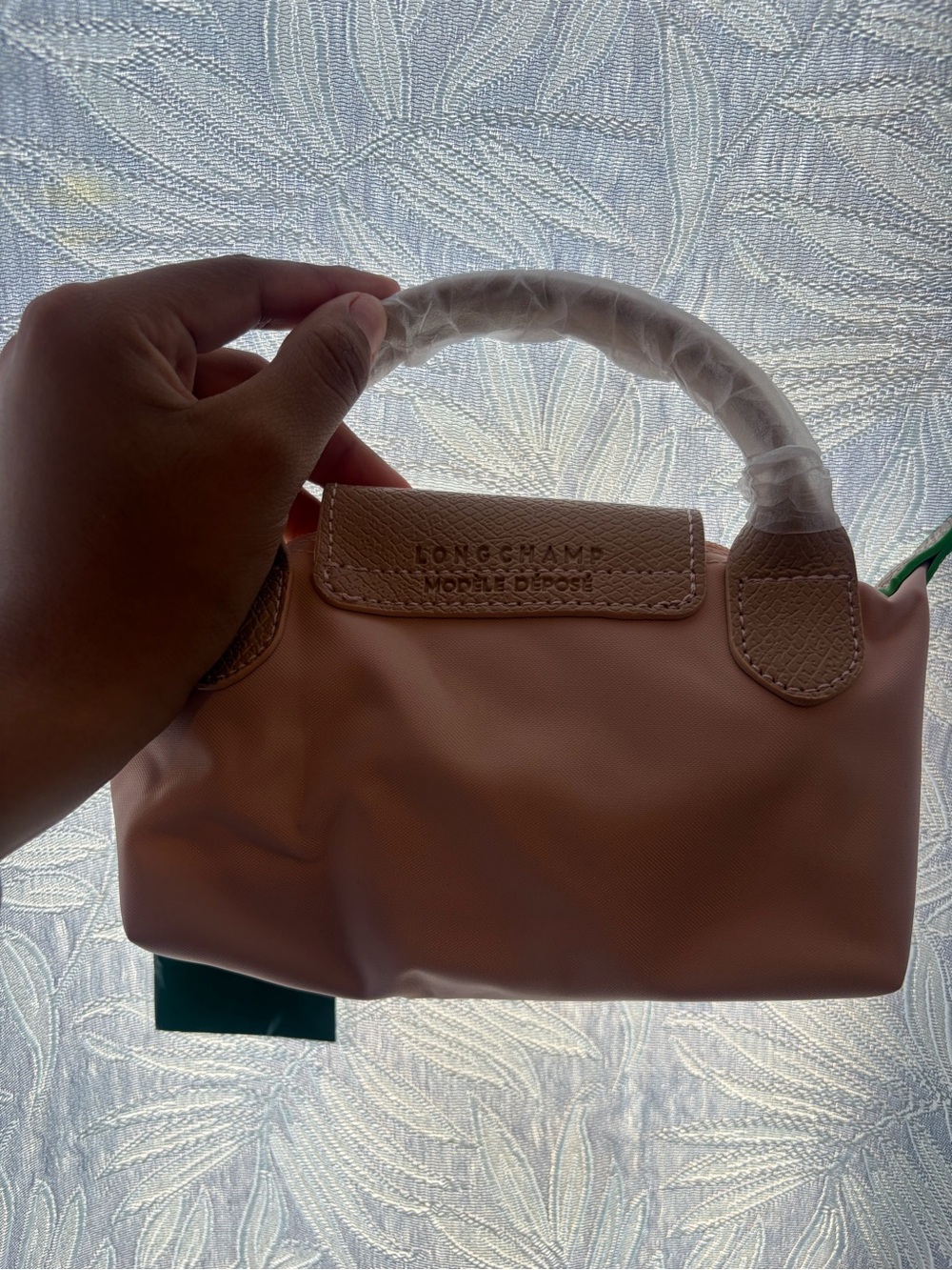 Blush Pink Mini Le Pliage Top-Handle with Tan Flap - Picture 6 of 8